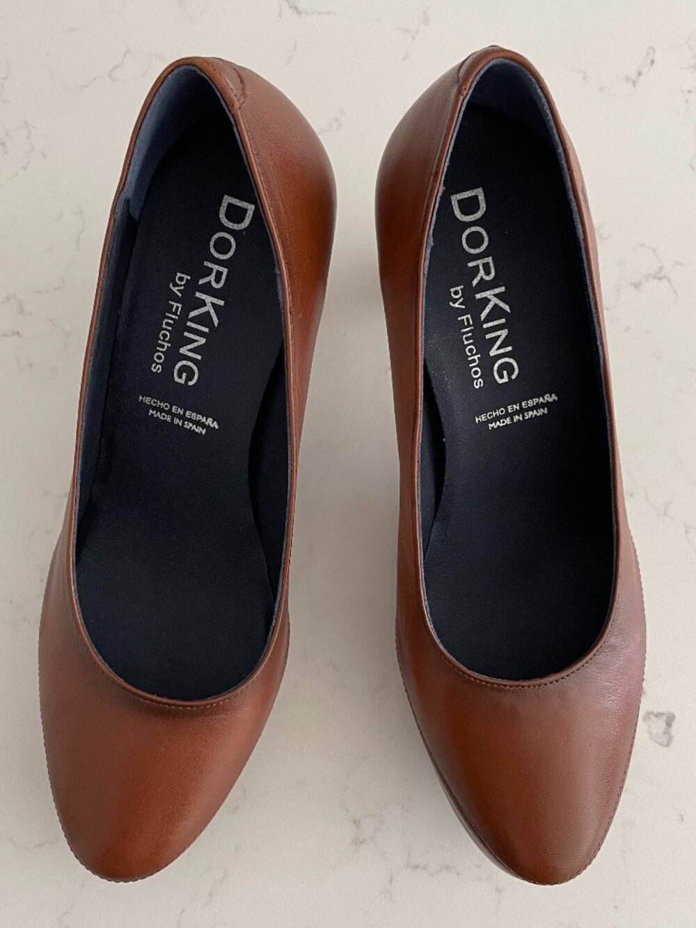 DorKing by Fluchos Genuine Leather Platform 3" Heel Shoes Brown Sz 6.5 US/37 EU